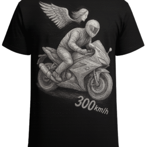 Motorcycle Angel Crewneck T-Shirt | Comfort Black