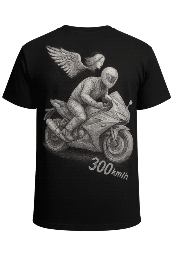 Motorcycle Angel Crewneck T-Shirt | Comfort Black